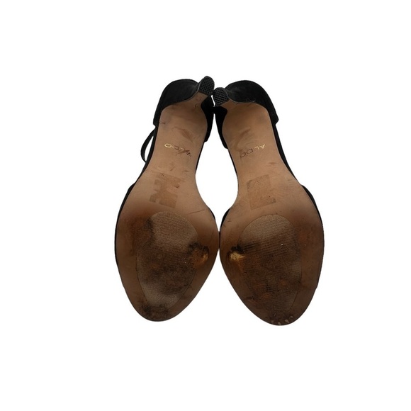 Aldo Black Suede Adjustable Ankle Strap Heeled Sandals Size 9 Women’s - Picture 9 of 10